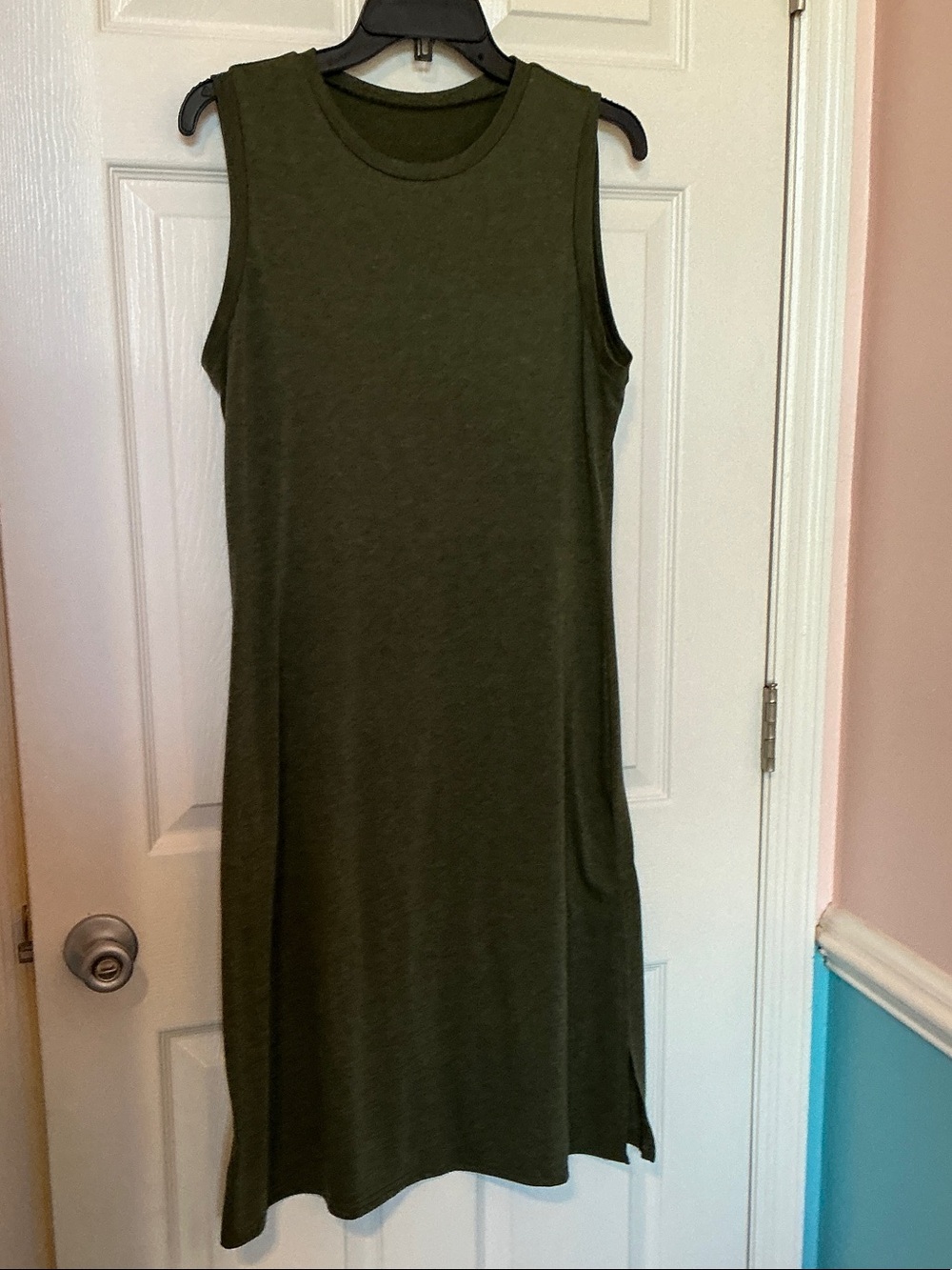 SHEIN Olive Green Sleeveless Medium Dress